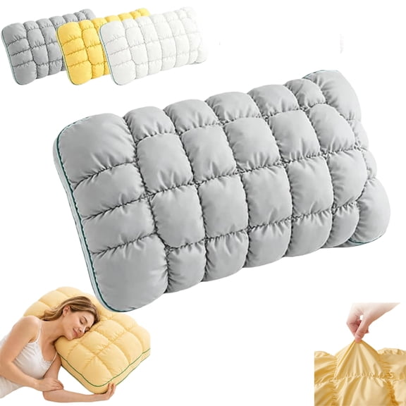 Cooling Marshmallow Puff Pillow with Quilted Cloud-Loft Design for Side Back Stomach Sleepers, Cool-Touch Fluffy Neck Support,Breathable Washable