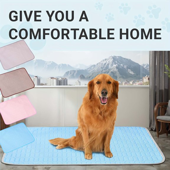 Cooling Mat for Pets – Gray Breathable Summer Heat Relief Pad for Dogs and Cats, Non-Electric, Washable, Portable & Durable Crate, Kennel or Car Seat Use