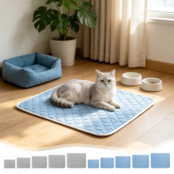 Cooling Mat for Dogs Cats Non Slip Bottom Portable Pet Cooling Pad Washable Large Puppy Ice Pad for Crate Sofa Floor Hot Weather Relief