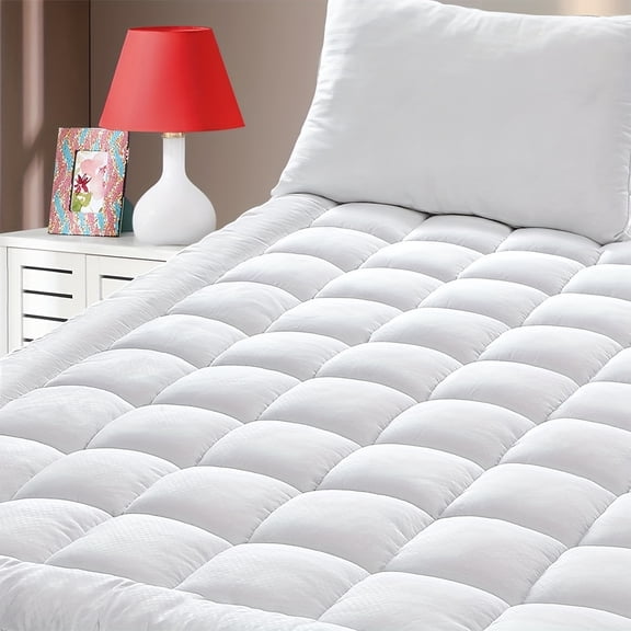 Cooling Mattress Pad, Quilted Fitted Protector with Down Alternative Fill, Breathable Pillow Top Topper, Machine Washable, 500GSM, 8-21" Full Size