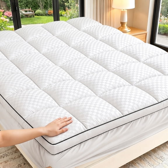 Cooling Mattress Protector, Deep Pocket Soft Mattress Cover, Breathable Cooling Bed Pad, Machine Washable for Hot Sleepers, Multiple Sizes Including King & Queen(White,Twin)