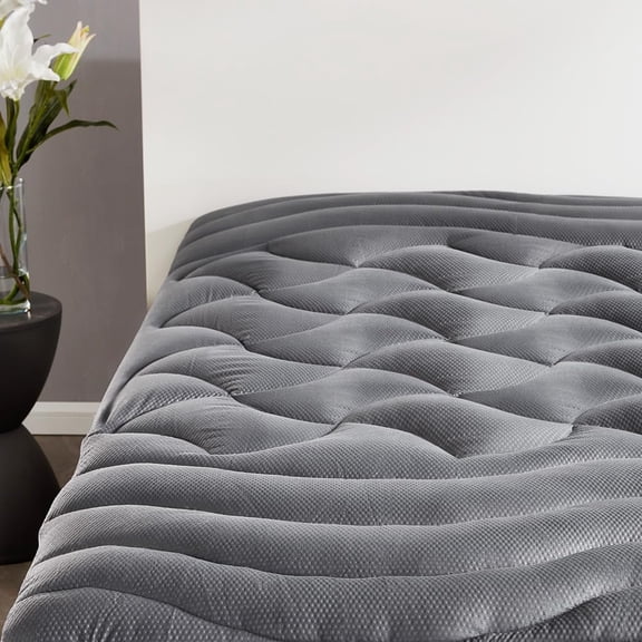 Cooling Mattress Topper California King with Zoned Support Breathable Washable Deep Pocket 8 to 21 Inches Grey