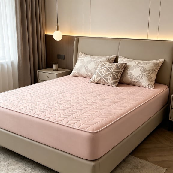 Cooling Mattress Topper Quilted Bed Cover,Waterproof Mattress Protector Breathable Ice Silk Pad,Soft Supportive Sleep Surface,Moisture Wicking Bedding Layer,Washable Bed Protection Cover