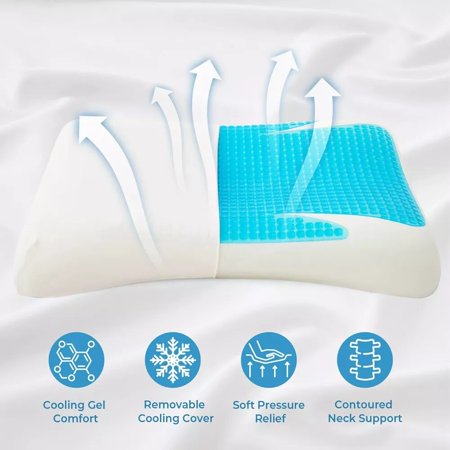 Cooling Memory Foam Bed Pillow Supportive One Size Comfortable 1PC 24 x16 x 5"