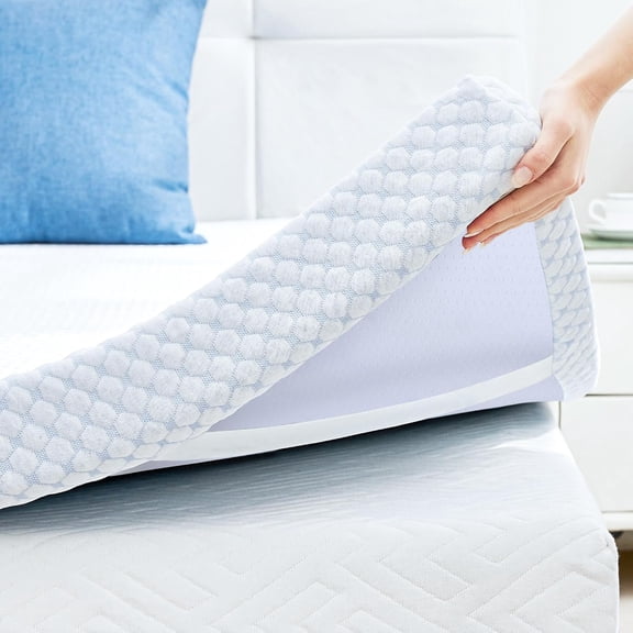 Cooling Memory Foam Mattress Topper for Pressure Relief, Bed Mattress Pad with Cooling Soft Cover and Corner Straps, CertiPUR-US Certified, 2 Inch Twin Size