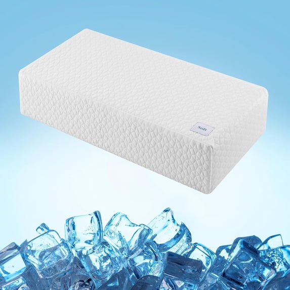 Cooling Memory Foam Pillow for Side Sleepers 24"x12"x5" White Ice