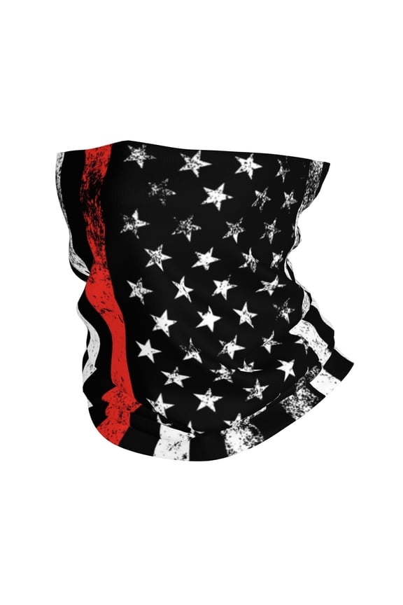 Neck Gaiter Face Mask Men Women Firefighter Thin Red Line America Flag Seamless Bandana Face Cover Scarf Mask Balaclava Headband