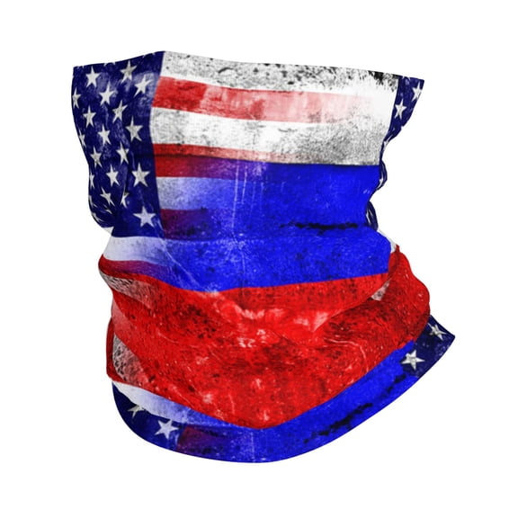 Cooling Neck Gaiter Face Cover Scarf Russian America Flag Protection Mask Windproof Hiking Cycling Running For Men Women