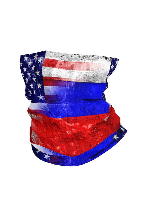 Cooling Neck Gaiter Face Cover Scarf Russian America Flag Protection Mask Windproof Hiking Cycling Running For Men Women