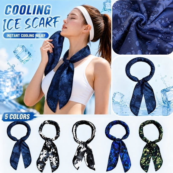 Cooling Neck Wrap Cooling Towel for Neck Blue Camo Pattern Sports Cooling Band Summer Heat Relief for Outdoor Activities 1 Pack