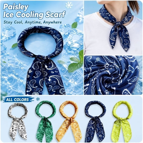 Cooling Neck Wraps, Cooling Rags for Neck, Cooling Towels for Sports, Cooling Neck Ring for Hot Weather, Paisley Printed 40 X 2 Inch Soft Quick Dry Microfiber Sports Towel,