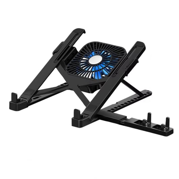 Cooling Pad Foldable Laptop Stand Holder with Cooler Fan Tablet Mount Bracket Notebook Cooling Stand with Phone Holder A