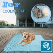 Pet Ice Mat Cooling Pad for Dog, Summer Pet Ice Mat Dog Mat Ice Silk Mat Cool Mat Pet Supplies, Pet Dog Self Cooling Pad(C,Blue, 19.7x24.4in)