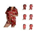 thumbnail image 1 of Cooling Pajamas for Women – Bamboo Tank Top Shorts Set Women's Christmas HoHo Snowflake Print Shorts & Short Sleeve Pajama Set, 1 of 7