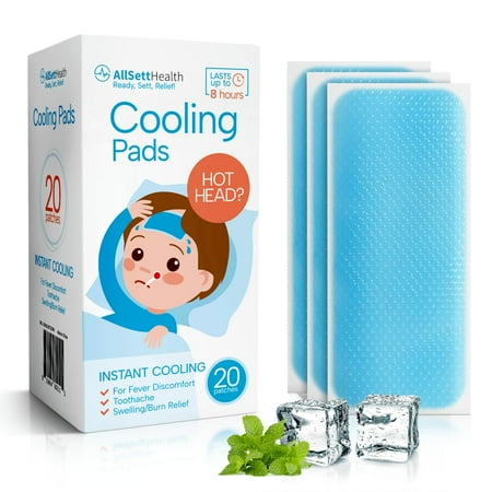 Cooling Patches for Kids - 20 Pack Fever Patch for Kids, Minty Cool- Cold Patch Fever Stickers for Kids - Baby Cooling Pad, Hot Weather Forehead Cooling Patch, Fever Reducer Headache Patches - Blue