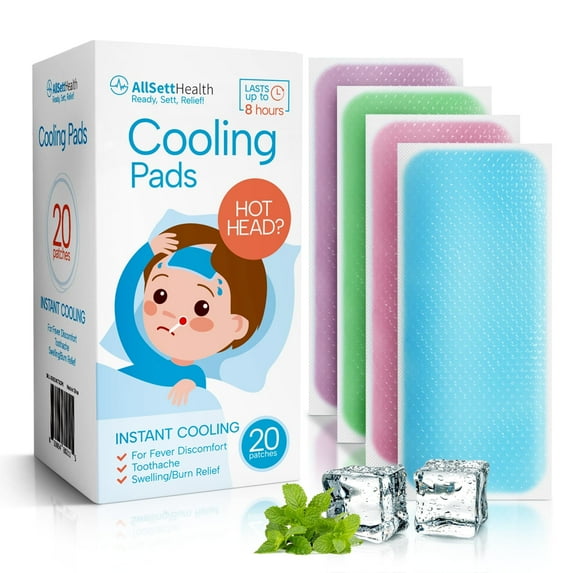 Cooling Patches for Kids – 20-Pack Fever Relief Strips with Mint Extract for Headache & Heat Relief – Baby Safe, Multi-Color