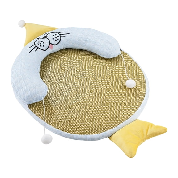 Cooling Pet Bed Summer Cool Mat Cat Cartoon Seal Shape With Playful Cat Small Comfortable Bed,Blue,Home
