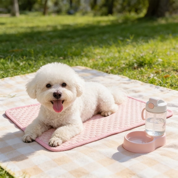 Cooling Pet Pad for Dogs and Cats with Non Slip Bottom, Portable Washable Mat for Crate, Sofa, Floor, Car, Hot Weather , Breathable High Tech Fiber, Easy to Fold and Travel Friendly, Protects