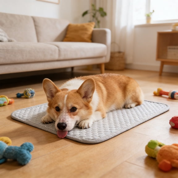 Cooling Pet Pad for Dogs and Cats with Non Slip Bottom, Portable Washable Mat for Crate, Sofa, Floor, Car, Hot Weather , Breathable High Tech Fiber, Easy to Fold and Travel Friendly, Protects