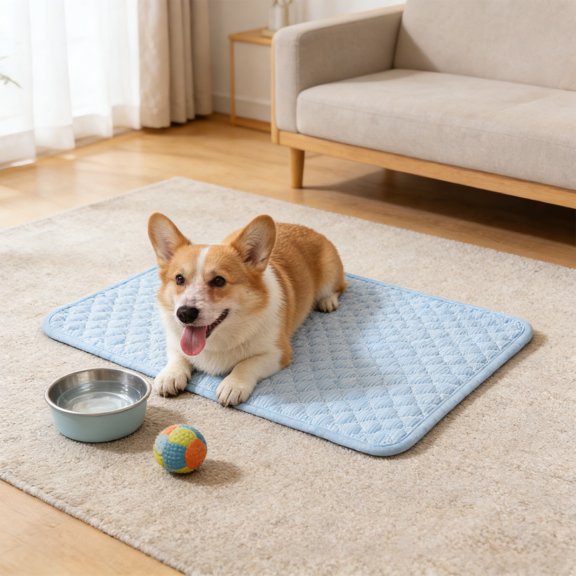 Cooling Pet Pad for Dogs and Cats with Non Slip Bottom, Portable Washable Mat for Crate, Sofa, Floor, Car, Hot Weather , Breathable High Tech Fiber, Easy to Fold and Travel Friendly, Protects