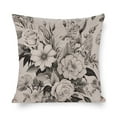 thumbnail image 1 of Cooling Pillow Case Black White Vintage Botanical Floral Toile Cushion Case 18"x18" Vintage Floral Pattern Victorian Classic Linen Cushion Case Outdoor Home Decoration Decor for Sofa Couch, 1 of 7