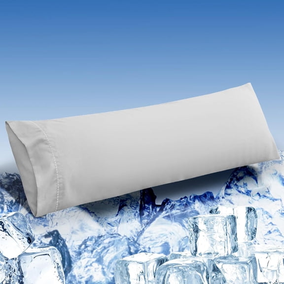 Cooling Pillow Cases Body Size, Breathable Cool Pillowcases for Hair Skin and Hot Sleepers, Soft Silky Summer Pillow Cover with Envelope Closure, Grey, 20"x54"