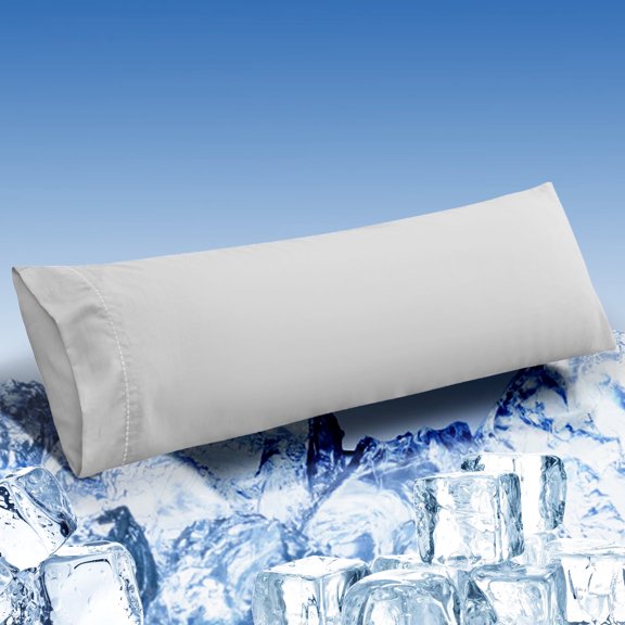 Cooling Pillow Cases Body Size, Breathable Cool Pillowcases for Hair Skin and Hot Sleepers, Soft Silky Summer Pillow Cover with Envelope Closure, Grey, 20"x54"