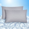 thumbnail image 1 of Cooling Pillow Cases Double Sides Zippered Pillow Covers Set of 2, Perfect Pillowcases for Hot Sleepers, Machine Washable, Queen 20"x30" Grey (2 Pack), 1 of 8