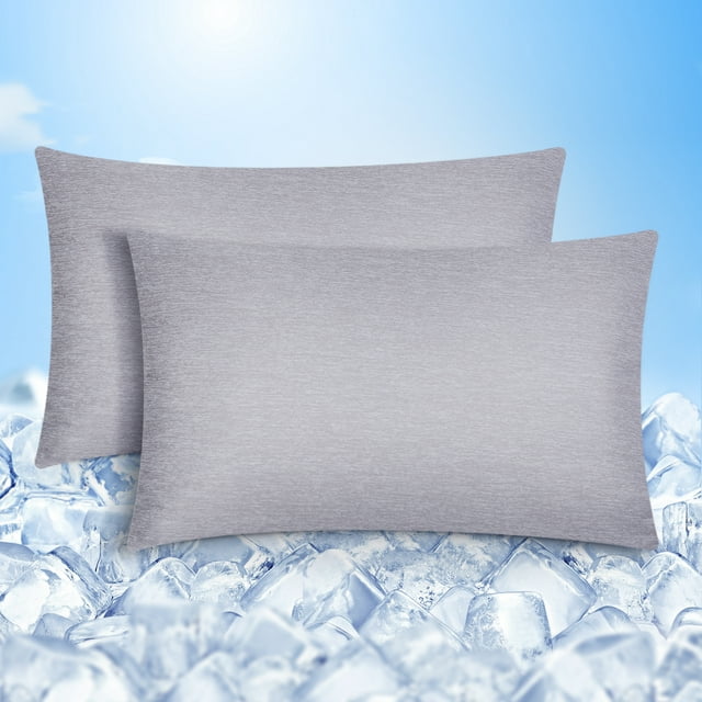 Cooling Pillow Cases Double Sides Zippered Pillow Covers Set of 2