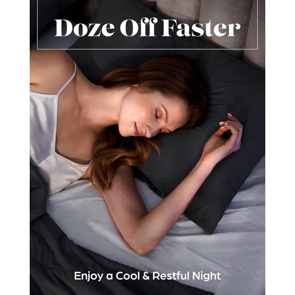 ®   Cooling Pillow Cases for Hot Sleepers – Cool, Ultra-Soft Pillow Cases for Acne & Frizz, Anti Acne Pillow Case, Antimicrobial, Alternative Silk Pillow Cases– Queen Dark Gray Set of 2