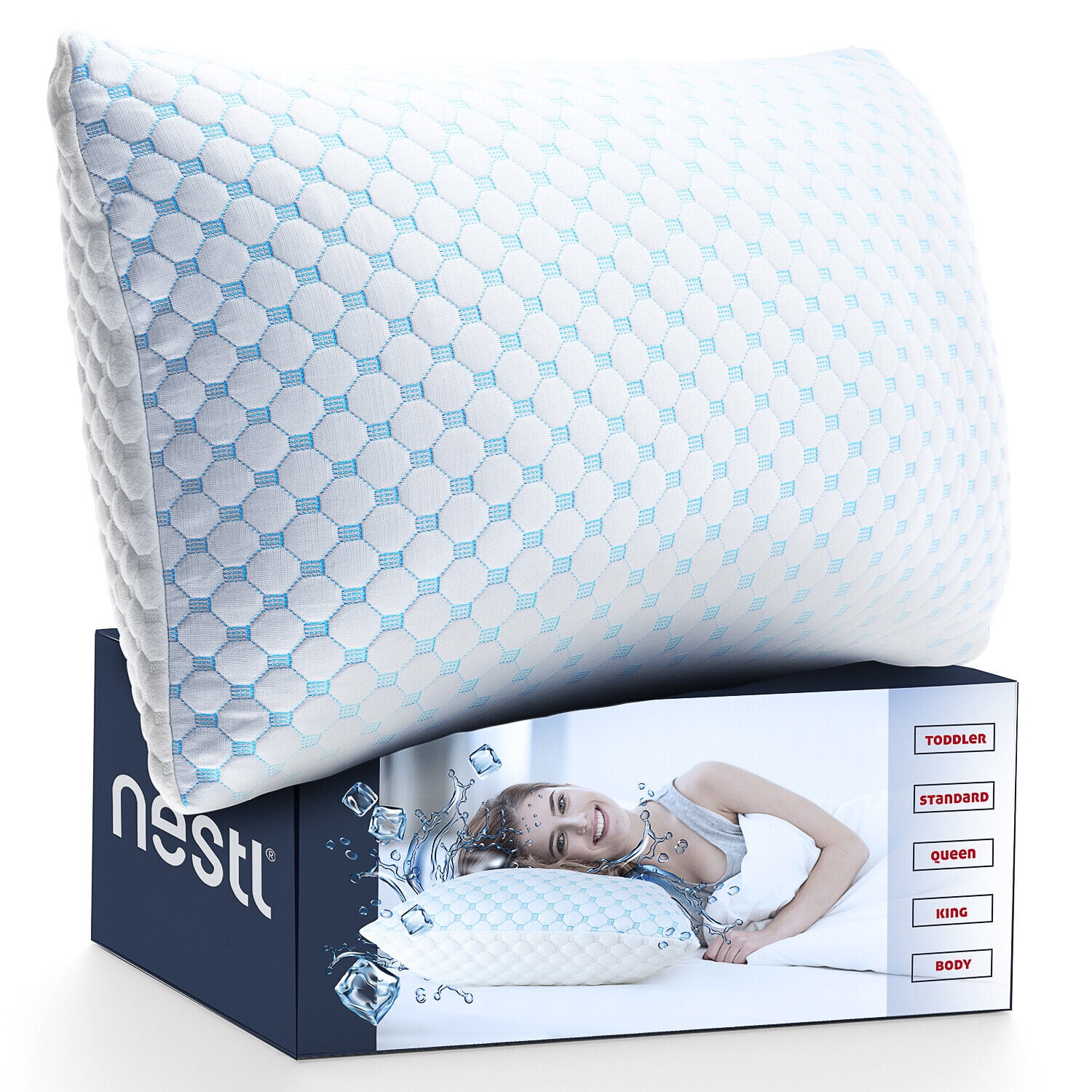 Memory Foam Pillows Queen Size Set of 4 - Cooling Bed Pillows for
