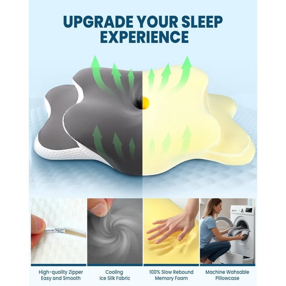 Cooling Pillow for Neck Support, Adjustable Cervical Pillow Cozy Sleeping, Ergonomic Memory Foam Pillows, Orthopedic Bed Pillow for Side Back Stomach Sleeper