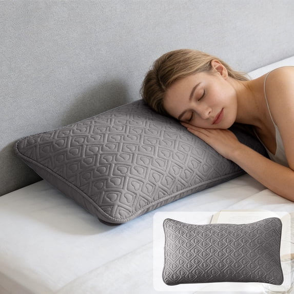 Cooling Pillow Protector with Heart Quilted Pattern,Breathable Soft Pillow Cover,Standard Size,Washable Pillow Case for Bed,Sofa,Hotel,Hypoallergenic Pillow Encasement for Deep Sleep