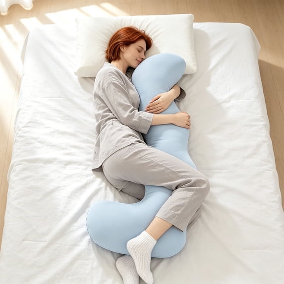Cooling Pillow for Side Sleepers, Pillow Shaped Body Pillows, for Adults Coolings Cushion with Ice Coolings Fiber, with Removable Cover for Full Body & Leg Support
