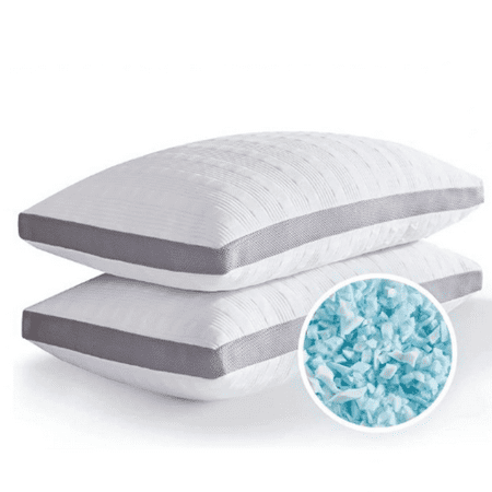 Cooling Pillows Queen Size Set of 2,Shredded Memory Foam Bed Pillows for ,Queen Pillows for Back & Side S pers,Adjustable 2 Pillows Queen Size with Washable Cover