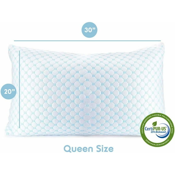 Cooling Pillows Queen Size Set of 2, Luxury Shredded Memory Foam Pillows for Sleeping 2 Pack