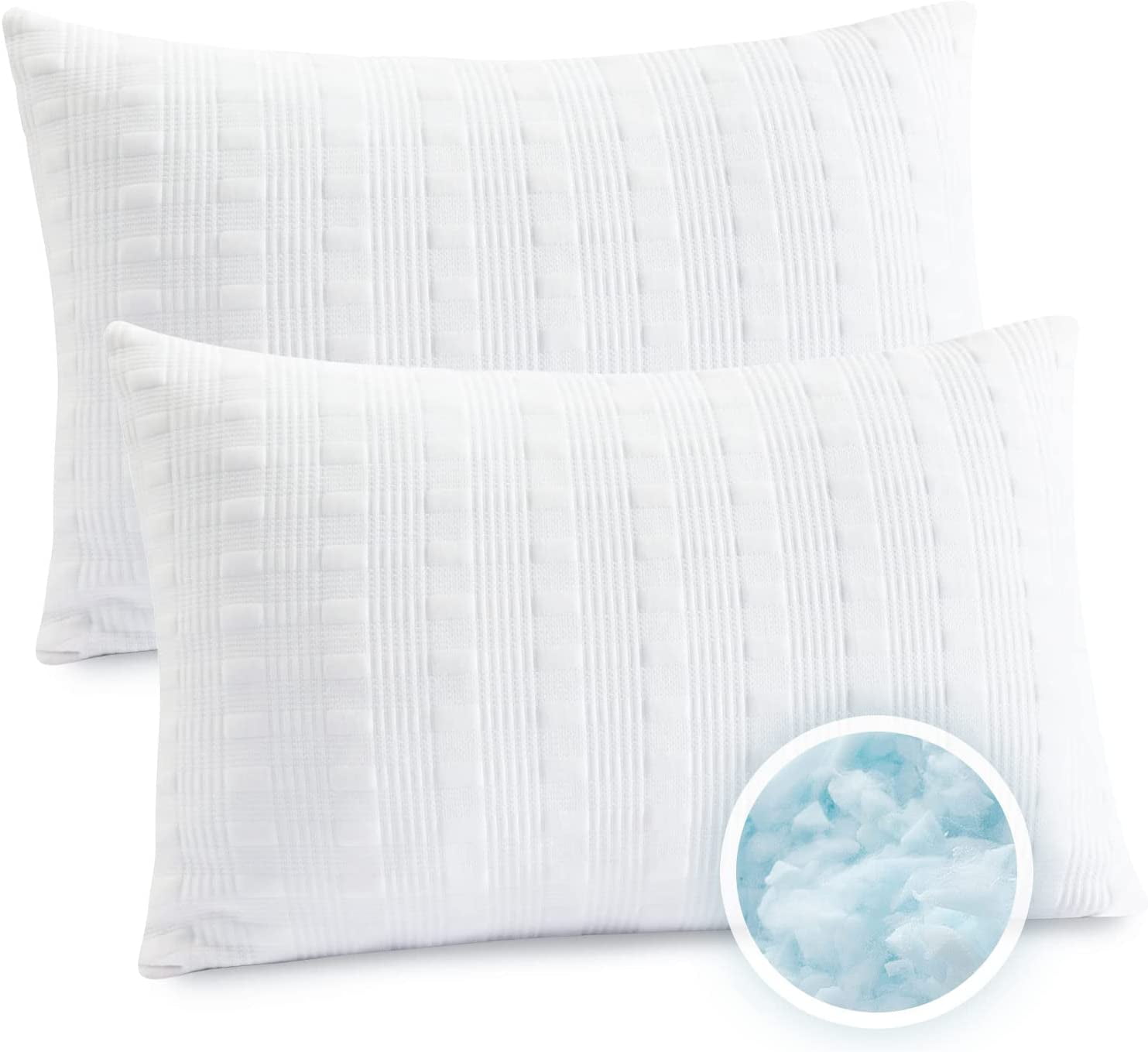 King Size White Shredded Memory Foam Cooling Pillows