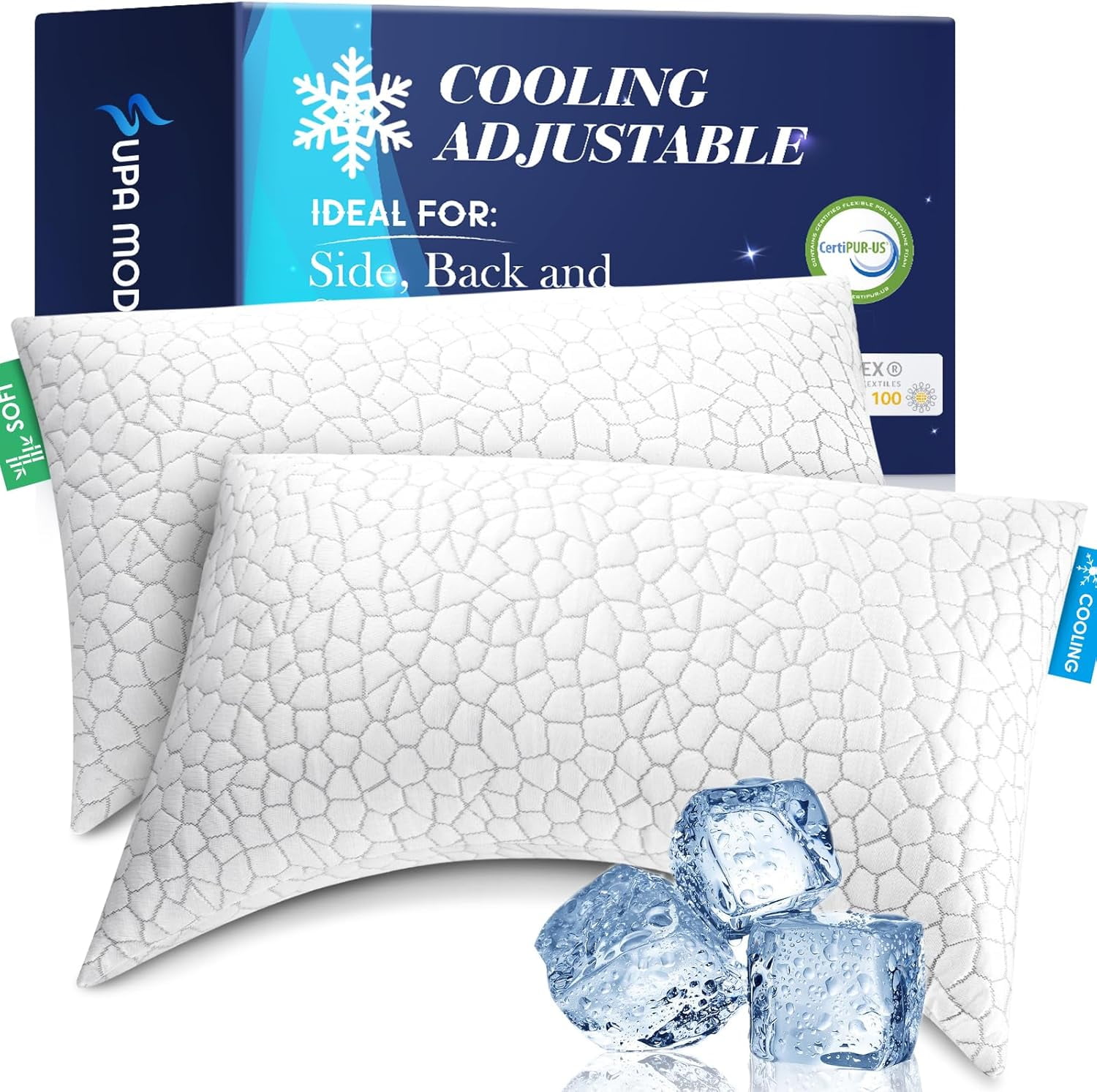 Cooling Pillows for Side Sleepers, Cool Side Sleeper Pillow for , Luxury Shredded Memory Pillows ...