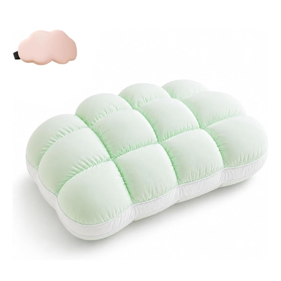 Cooling Puff Pillow for Sleeping, Fluffy Down Alternative Bed Cloud Pillow with Quilted Grid, Soft Supportive Pillow for Back, Stomach, and Side Sleepers, Queen Size