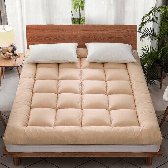Cooling Queen Mattress Protector, 72D Mattress Pad Cover Topper Protector Machine Washable (Coffee, 60"x80")