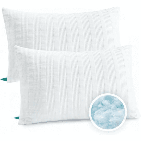 Cooling Queen Size Shredded Memory Foam Pillow Set of 2 Double Sided Adjustable Loft Medium Firm
