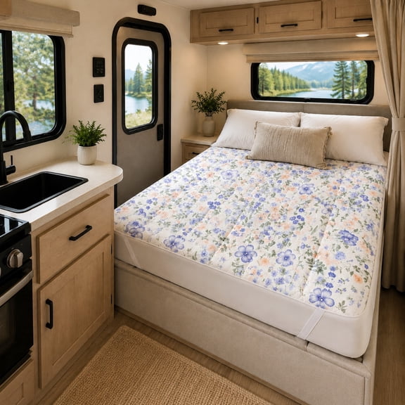 Cooling RV Mattress Topper, Roll Up Tatami Mat Janpanese Floor Mattress, Camping Mattress for Car Truck SUV Travel, Portable Floor Guest Bed, Machine Washable