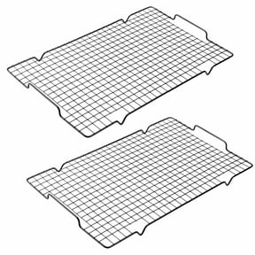 Square Baking Rack, 2 Pack Cooling Rack - 16" x 10", Nonstick Wire Rack for Baking with Handle fits Half Sheet Pan, Wire Smoker Racks for Grilling, Oven Safe