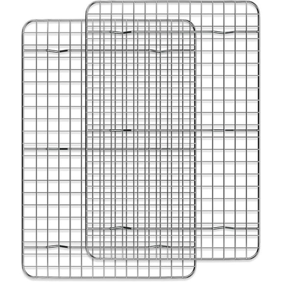 Cooling Rack for Baking 2-Pack, 15 x 10 Inches Baking Rack, Stainless Steel Wire Cookie Rack Fits Jelly Roll Sheet Pan, Oven Safe for Cooking, Roasting, Grilling