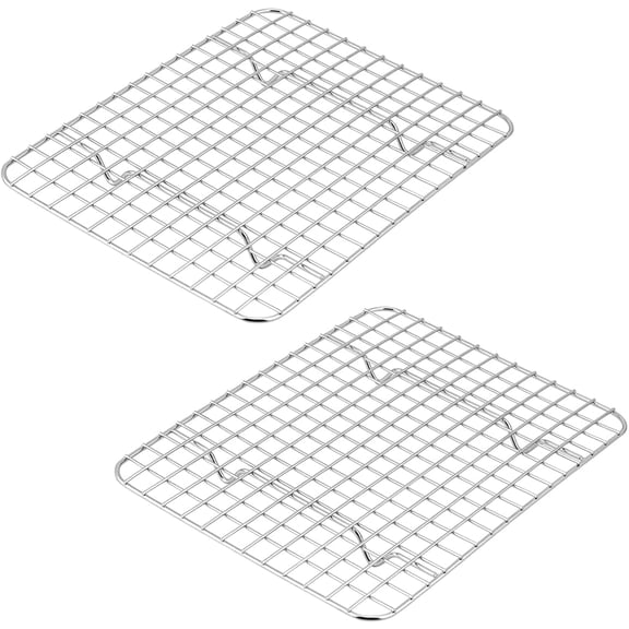 2 Pack Cooling Rack for Baking,11.81*9.05*0.59inch Roasting Rack,Rectangular Grid Wire Baking Rack,Stainless Steel Cookie Cooling Rack for Baking, Roasting & Drying