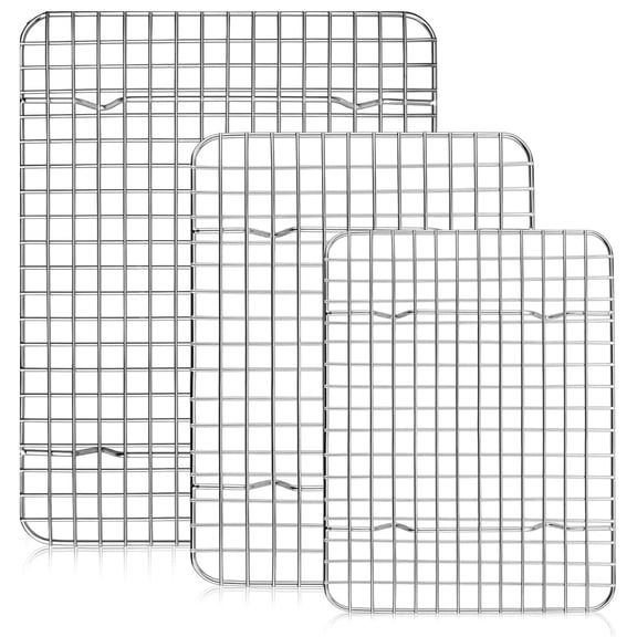 Cooling Rack for Cooking and Baking - 8ā x 11 ¾" Set of 2 Stainless Steel, Oven Safe Grid Wire Cookie Cooling Racks | Stainless Steel, Oven Safe, Grid Wire Design