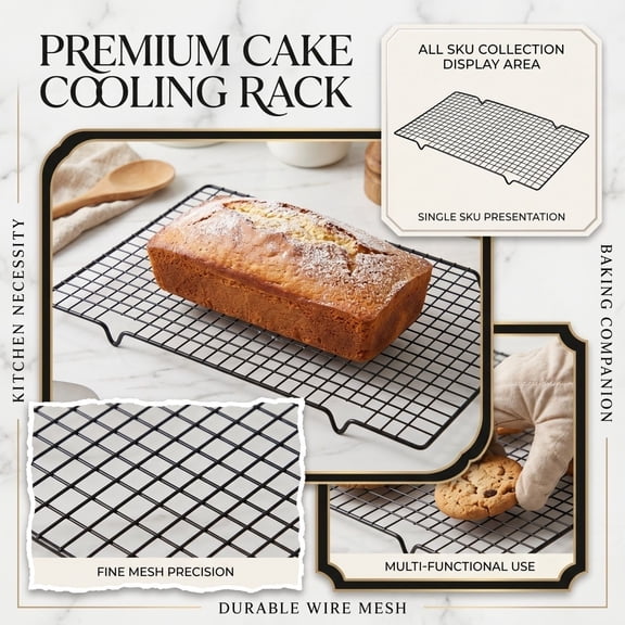 Cooling Rack Rectangular Fine Mesh 15.7 x 9.8 x 0.8 Inch Single Pack Baking Cooling Rack for Baking Cakes Breads Pies