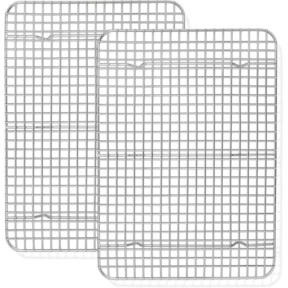 Cooling Rack Set of 2, Manss Stainless Steel Baking Rack for Oven Roasting Cooking Bacon Cooling Cookie Cake, 15.3” x 11.2” Metal Bakeable Mesh Grilling Wire Racks, Non-toxic & Dishwasher Safe