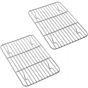 Cooling Rack Set of 2 Stainless Steel, Oven Safe Grid Wire Racks for Cooking & Baking - 9.8" x 7.5"