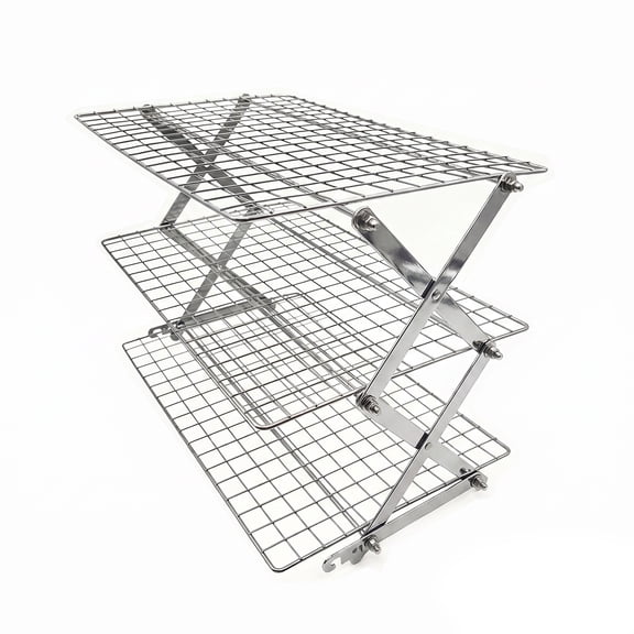 Cooling Rack X Shaped Collapsible Multi Tier Heavy Duty Carbon Steel Baking Rack Adjustable Dishwasher Oven Safe for Cookies Cakes Pastries